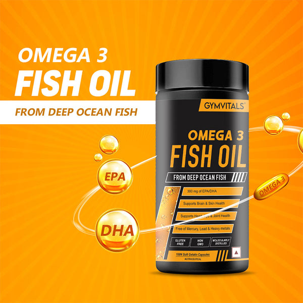 Gymvitals Omega 3 Fish Oil 1000mg with 180mg EPA and 120mg DHA ,100 So ...
