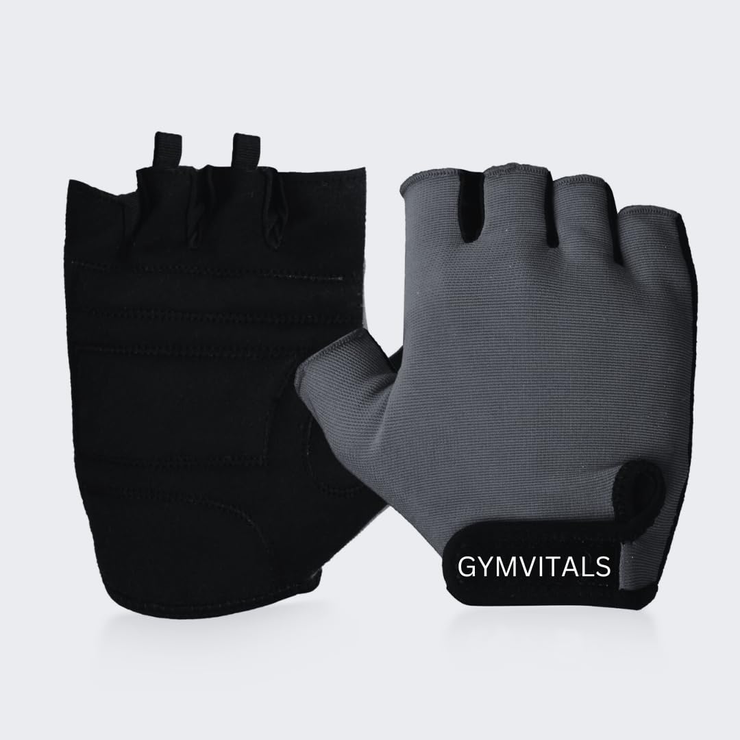 GYMVITALS Treno Black Weight Lifting Gym and Fitness Exercise Gloves for Men and Women Fitness for Exercise and Weightlifting, Large, Black