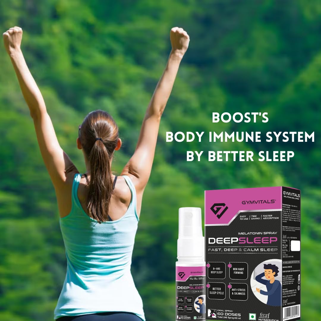 Gymvitals Melatonin Deep Sleep Oral Spray, For Restful Sleep, 60 Doses, Pack of 2