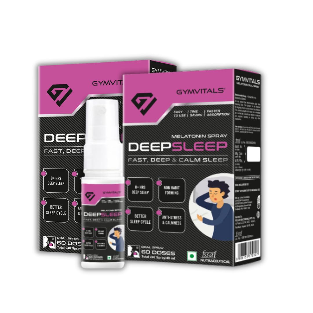 Gymvitals Melatonin Deep Sleep Oral Spray, For Restful Sleep, 60 Doses, Pack of 2
