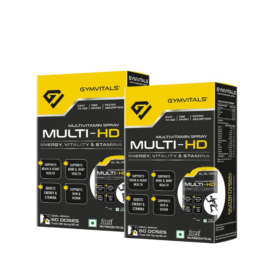 Gymvitals Multivitamin Oral Spray, Orange Flavour-Pack of 2