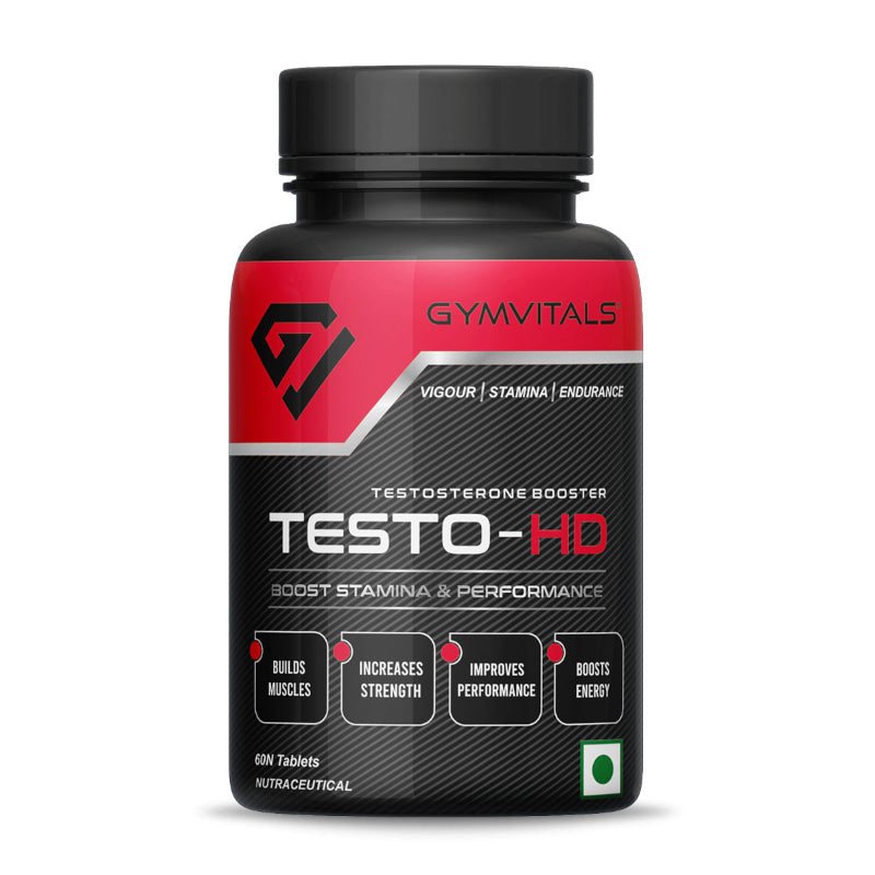 Gymvitals Testo-HD, A Powerful & Very Potent Natural Testosterone Booster for High Performance, Stamina, Strength, Endurance & Muscle Growth, Enriched with 18 Rich Natural Ingredients, 60 Tablets