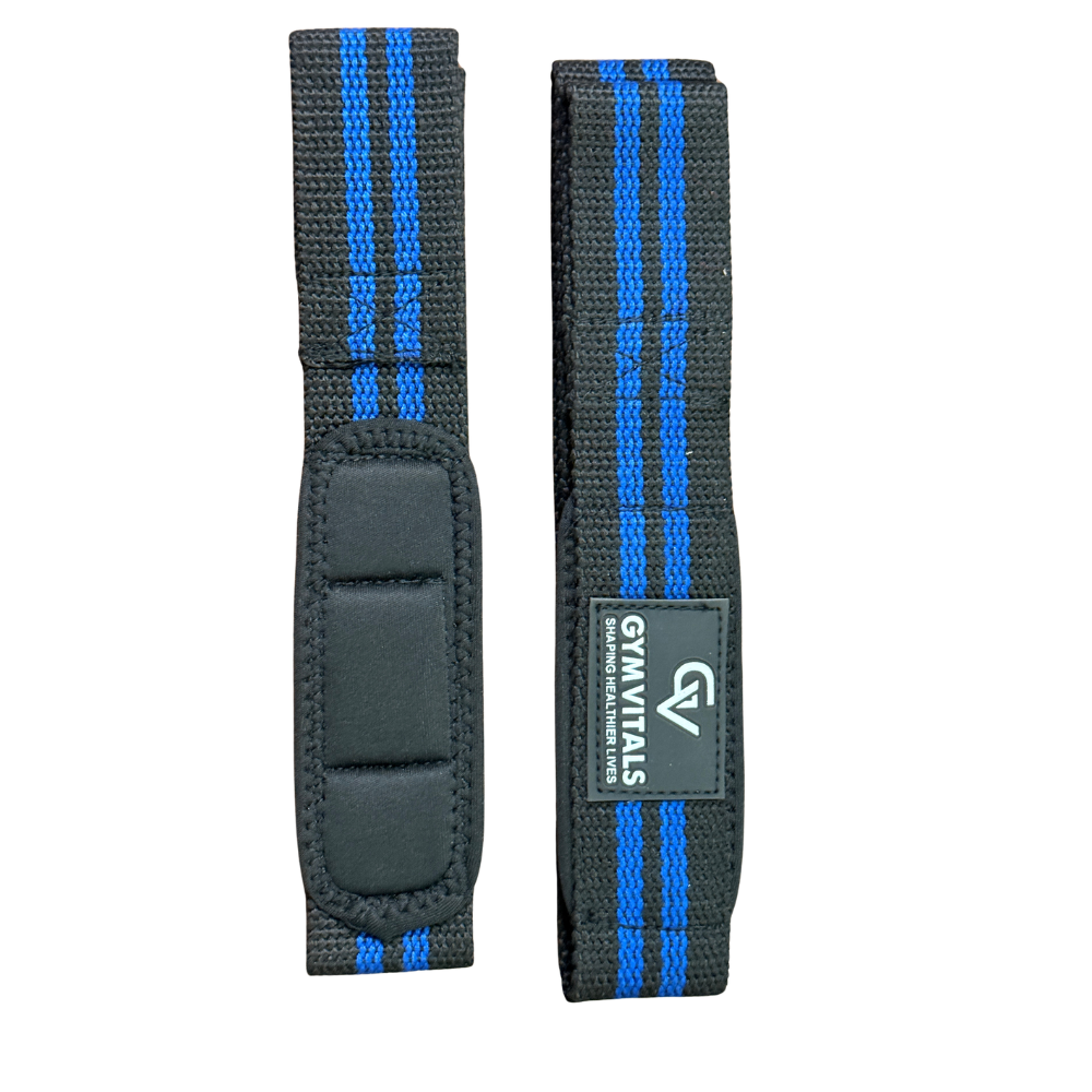 Gymvitals Weight Lifting Wrist Straps, 1 Pair, blue stripes