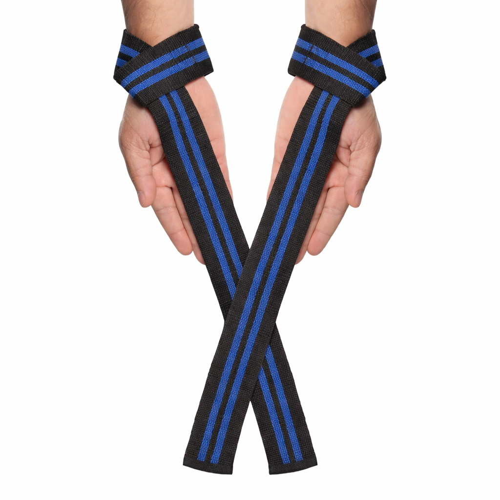 Gymvitals Weight Lifting Wrist Straps, 1 Pair, blue stripes