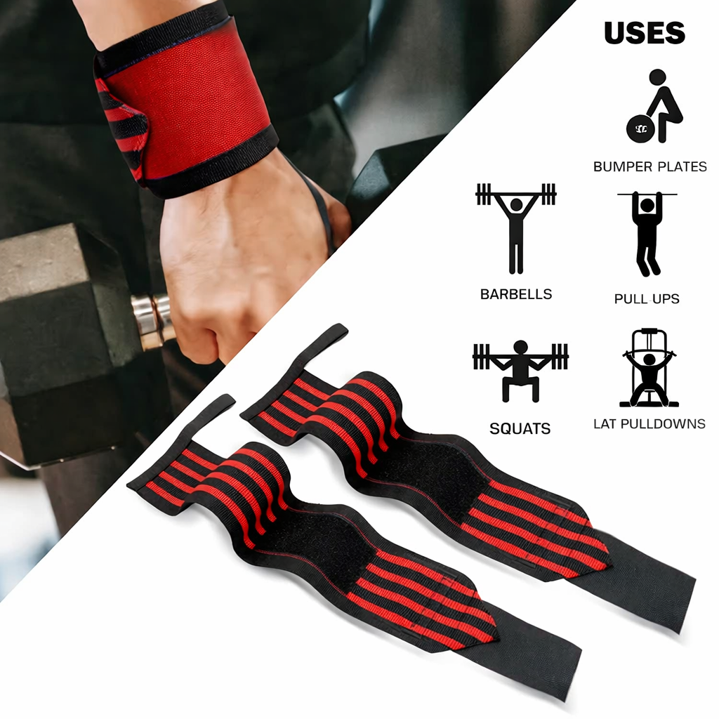 Gymvitals Weightlifting Wrist Support, Red Color, 1 Pair