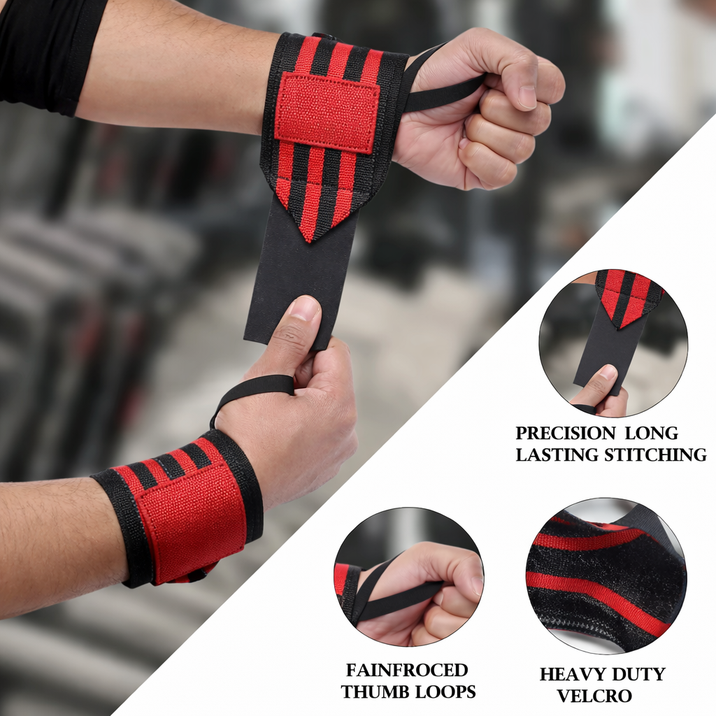 Gymvitals Weightlifting Wrist Support, Red Color, 1 Pair