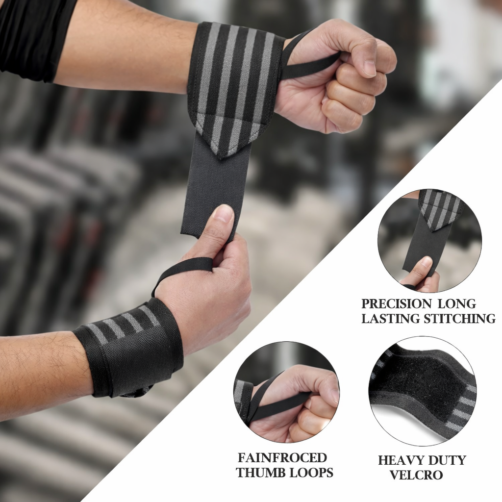 Gymvitals Weightlifting Wrist Support, Grey Color, 1 Pair