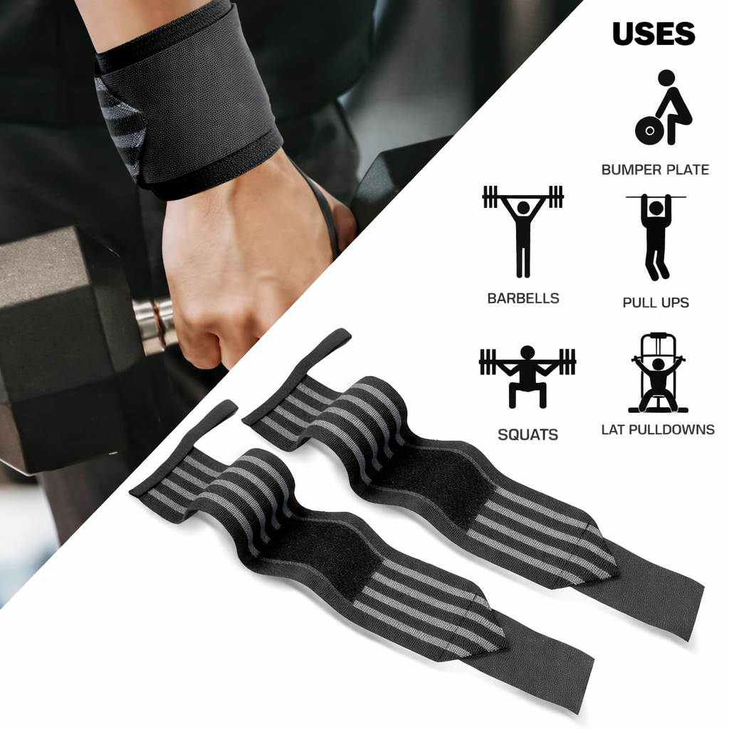Gymvitals Weightlifting Wrist Support, Grey Color, 1 Pair